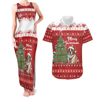 Switzerland Christmas Couples Matching Tank Maxi Dress and Hawaiian Shirt Saint Bernard Merry Swissmas - Wonder Print Shop