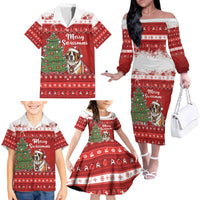 Switzerland Christmas Family Matching Off The Shoulder Long Sleeve Dress and Hawaiian Shirt Saint Bernard Merry Swissmas - Wonder Print Shop