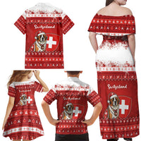 Switzerland Christmas Family Matching Off Shoulder Maxi Dress and Hawaiian Shirt Saint Bernard Merry Swissmas - Wonder Print Shop