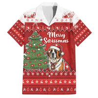 Switzerland Christmas Family Matching Short Sleeve Bodycon Dress and Hawaiian Shirt Saint Bernard Merry Swissmas - Wonder Print Shop