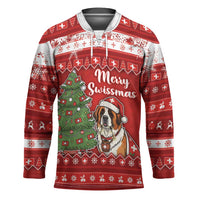 Switzerland Christmas Hockey Jersey Saint Bernard Merry Swissmas - Wonder Print Shop
