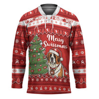 Switzerland Christmas Hockey Jersey Saint Bernard Merry Swissmas - Wonder Print Shop
