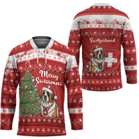 Switzerland Christmas Hockey Jersey Saint Bernard Merry Swissmas - Wonder Print Shop