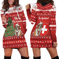 Switzerland Christmas Hoodie Dress Saint Bernard Merry Swissmas - Wonder Print Shop