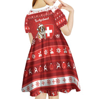 Switzerland Christmas Kid Short Sleeve Dress Saint Bernard Merry Swissmas - Wonder Print Shop