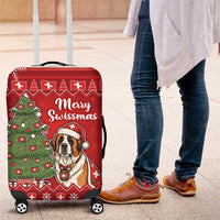 Switzerland Christmas Luggage Cover Saint Bernard Merry Swissmas - Wonder Print Shop