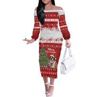 Switzerland Christmas Off The Shoulder Long Sleeve Dress Saint Bernard Merry Swissmas - Wonder Print Shop