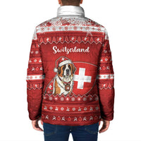 Switzerland Christmas Padded Jacket Saint Bernard Merry Swissmas - Wonder Print Shop