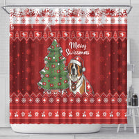 Switzerland Christmas Shower Curtain Saint Bernard Merry Swissmas - Wonder Print Shop