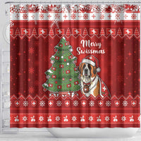 Switzerland Christmas Shower Curtain Saint Bernard Merry Swissmas - Wonder Print Shop