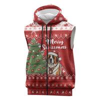 Switzerland Christmas Sleeveless Zip Hoodie Saint Bernard Merry Swissmas - Wonder Print Shop