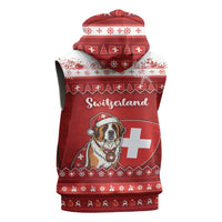 Switzerland Christmas Sleeveless Zip Hoodie Saint Bernard Merry Swissmas - Wonder Print Shop