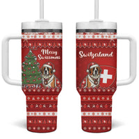 Switzerland Christmas Tumbler With Handle Saint Bernard Merry Swissmas - Wonder Print Shop