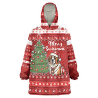 Switzerland Christmas Wearable Blanket Hoodie Saint Bernard Merry Swissmas - Wonder Print Shop