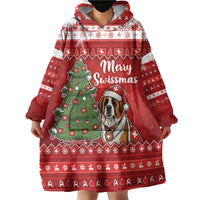 Switzerland Christmas Wearable Blanket Hoodie Saint Bernard Merry Swissmas - Wonder Print Shop