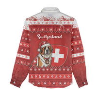 Switzerland Christmas Women Casual Shirt Saint Bernard Merry Swissmas - Wonder Print Shop