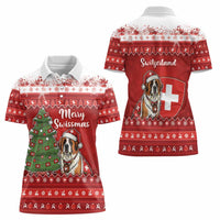 Switzerland Christmas Women Polo Shirt Saint Bernard Merry Swissmas - Wonder Print Shop
