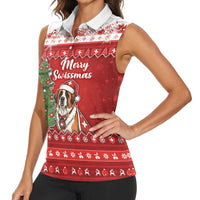 Switzerland Christmas Women Sleeveless Polo Shirt Saint Bernard Merry Swissmas - Wonder Print Shop