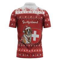 Switzerland Christmas Zipper Polo Shirt Saint Bernard Merry Swissmas - Wonder Print Shop