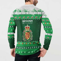 Wales Christmas Button Sweatshirt Cymru Dragon Nadolig Llawen - Wonder Print Shop