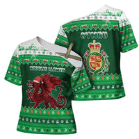 Wales Christmas Cross Shoulder Shirt Cymru Dragon Nadolig Llawen - Wonder Print Shop