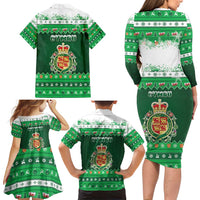 Wales Christmas Family Matching Long Sleeve Bodycon Dress and Hawaiian Shirt Cymru Dragon Nadolig Llawen - Wonder Print Shop