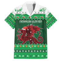 Wales Christmas Family Matching Long Sleeve Bodycon Dress and Hawaiian Shirt Cymru Dragon Nadolig Llawen - Wonder Print Shop