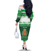 Wales Christmas Family Matching Off The Shoulder Long Sleeve Dress and Hawaiian Shirt Cymru Dragon Nadolig Llawen - Wonder Print Shop