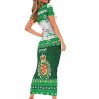 Wales Christmas Family Matching Short Sleeve Bodycon Dress and Hawaiian Shirt Cymru Dragon Nadolig Llawen - Wonder Print Shop