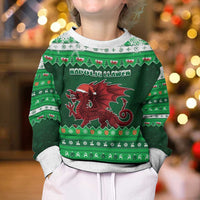 Wales Christmas Kid Ugly Christmas Sweater Cymru Dragon Nadolig Llawen - Wonder Print Shop