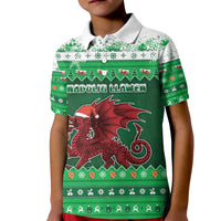 Wales Christmas Kid Polo Shirt Cymru Dragon Nadolig Llawen - Wonder Print Shop