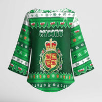 Wales Christmas Kimono Sleeve Blouse Cymru Dragon Nadolig Llawen - Wonder Print Shop