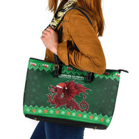 Wales Christmas Leather Tote Bag Cymru Dragon Nadolig Llawen - Wonder Print Shop