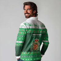 Wales Christmas Long Sleeve Polo Shirt Cymru Dragon Nadolig Llawen - Wonder Print Shop