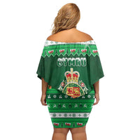 Wales Christmas Off Shoulder Short Dress Cymru Dragon Nadolig Llawen - Wonder Print Shop