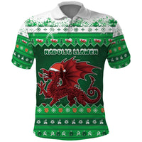 Wales Christmas Polo Shirt Cymru Dragon Nadolig Llawen - Wonder Print Shop
