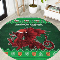Wales Christmas Round Carpet Cymru Dragon Nadolig Llawen - Wonder Print Shop