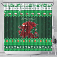 Wales Christmas Shower Curtain Cymru Dragon Nadolig Llawen - Wonder Print Shop