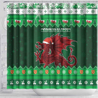 Wales Christmas Shower Curtain Cymru Dragon Nadolig Llawen - Wonder Print Shop