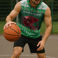 Wales Christmas Sleeveless Hoodie Cymru Dragon Nadolig Llawen - Wonder Print Shop