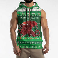 Wales Christmas Sleeveless Zip Hoodie Cymru Dragon Nadolig Llawen - Wonder Print Shop