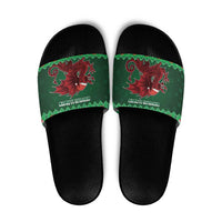 Wales Christmas Slide Sandals Cymru Dragon Nadolig Llawen - Wonder Print Shop