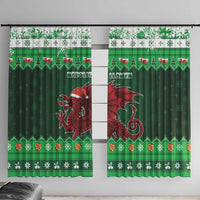 Wales Christmas Window Curtain Cymru Dragon Nadolig Llawen - Wonder Print Shop