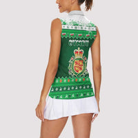 Wales Christmas Women Sleeveless Polo Shirt Cymru Dragon Nadolig Llawen - Wonder Print Shop