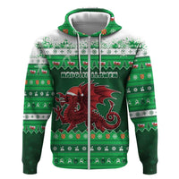 Wales Christmas Zip Hoodie Cymru Dragon Nadolig Llawen - Wonder Print Shop