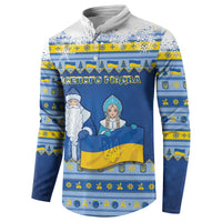 Ukraine Christmas Button Sweatshirt Ded Moroz And Snegurochka - Wonder Print Shop