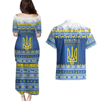 Ukraine Christmas Couples Matching Puletasi and Hawaiian Shirt Ded Moroz And Snegurochka - Wonder Print Shop