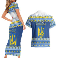 Ukraine Christmas Couples Matching Short Sleeve Bodycon Dress and Hawaiian Shirt Ded Moroz And Snegurochka - Wonder Print Shop