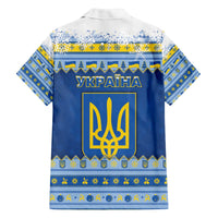 Ukraine Christmas Family Matching Off The Shoulder Long Sleeve Dress and Hawaiian Shirt Ded Moroz And Snegurochka - Wonder Print Shop
