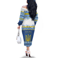Ukraine Christmas Family Matching Off The Shoulder Long Sleeve Dress and Hawaiian Shirt Ded Moroz And Snegurochka - Wonder Print Shop